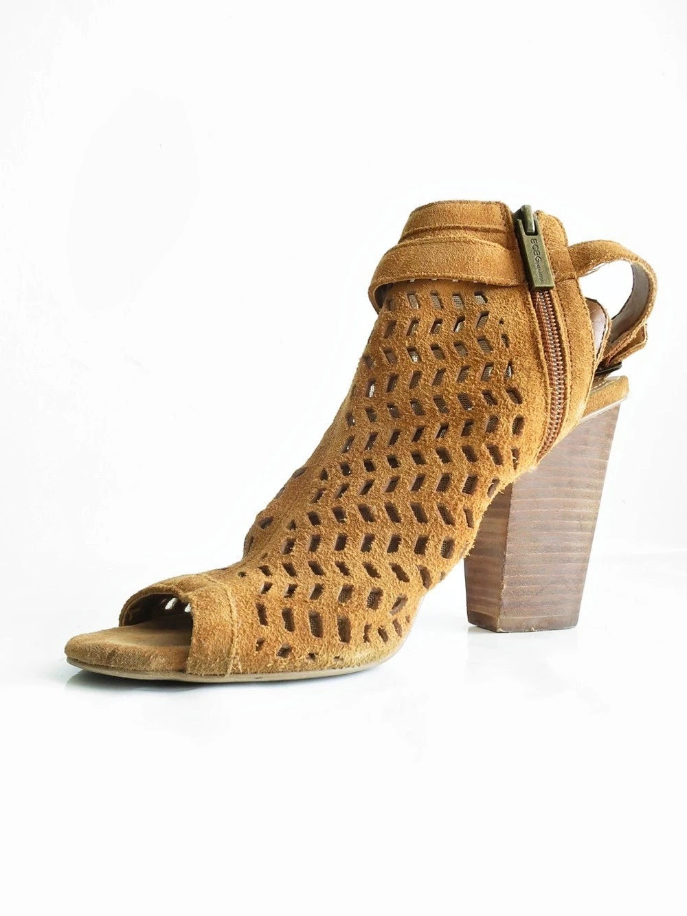 BCBGeneration Perforated Peep-Toe Heels Brown US 8
